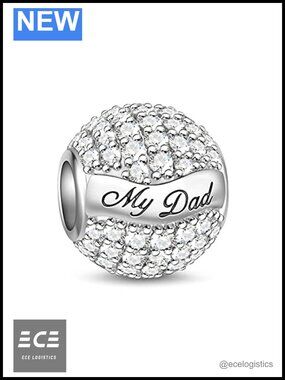 Sterling Silver Engraved Dad Hero Charm Bead for Bracelet Necklace